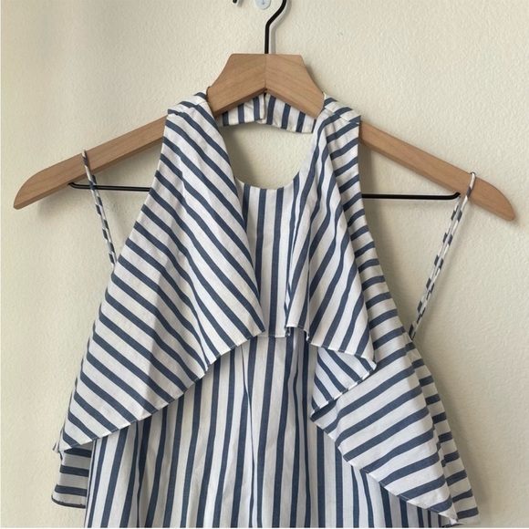ALICE + OLIVIA Windy Ruffled Cotton Swing Halter Top Striped Backless
Size XS - Picture 5 of 8